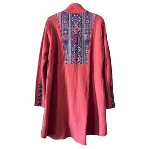 Soft Surroundings Orange Jacket with Embroidered Look Navy